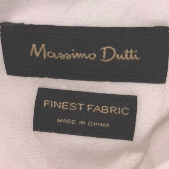 Massimo Dutti Mens Shirt SZ XXL White Heavy Cotton Finest Fabric Elbow Patches - Picture 5 of 9